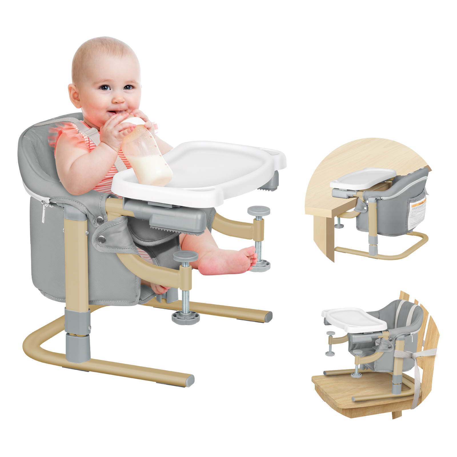 Hook On High Chair, Portable Baby Clip on Table High Chair, Space Saver