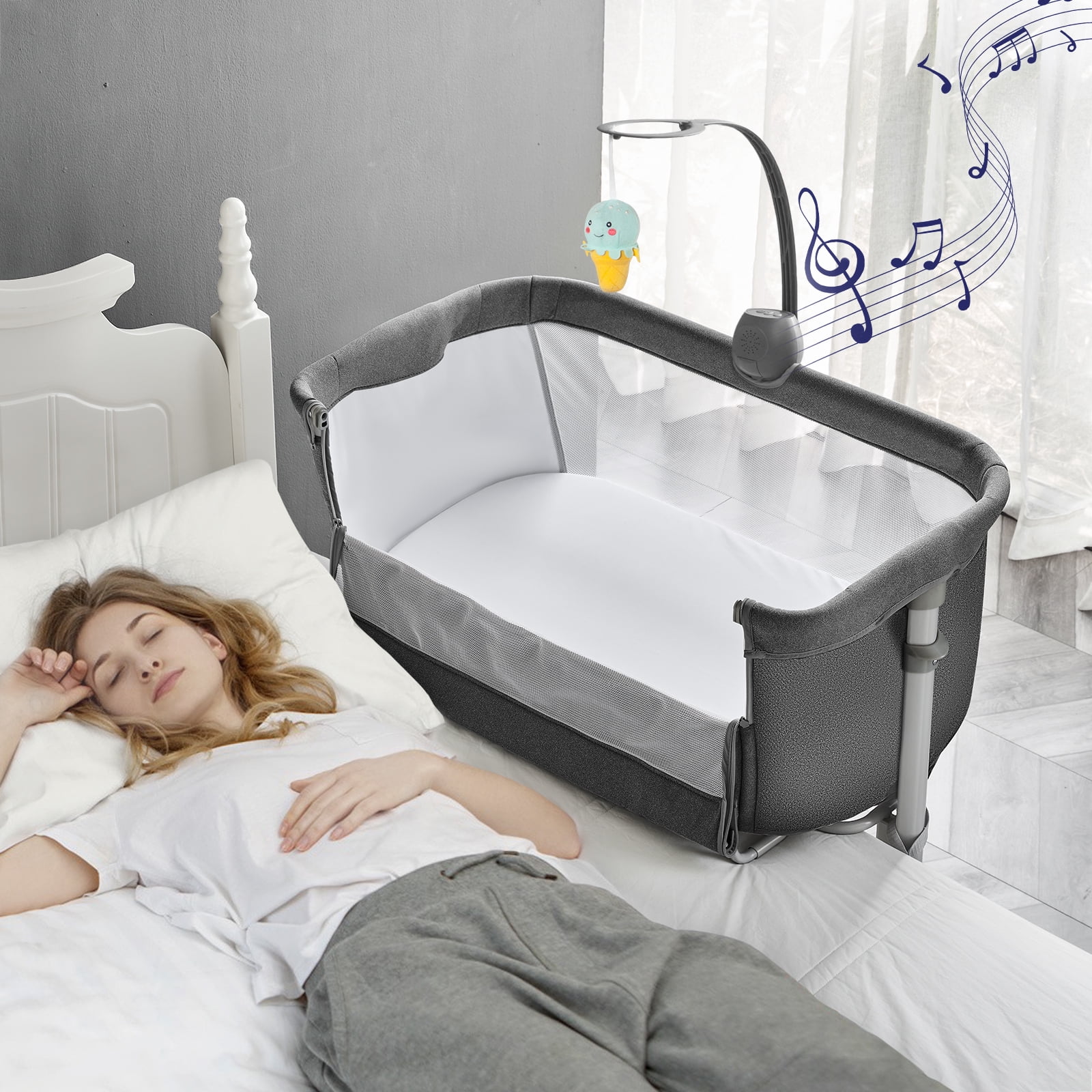 Yacul Baby Bedside Sleeper, Bedside with Music Box