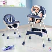 Yadala 3 in 1 High Chair, Convertible High Chairs for Babies and Toddlers with Removable Tray & PU Cushion, Blue