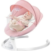 Yadala Electric Baby Swing, Portable Baby Swing for Infants Bouncer for Boy Girl with Bluetooth, Remote Control, 5 Speeds, 10 Music Pink
