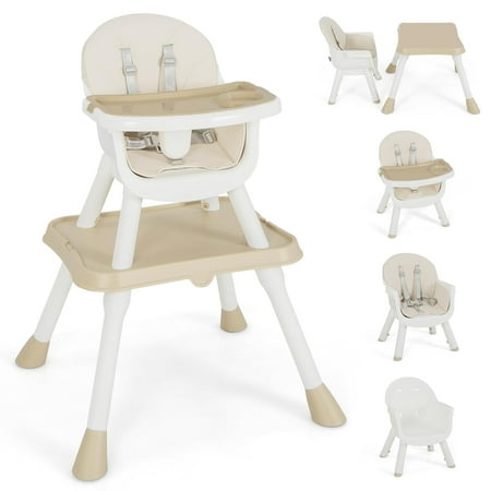 Yadala High Chair, 6 in 1 Convertible High Chairs with Removable Tray for Babies and Toddlers,Beige