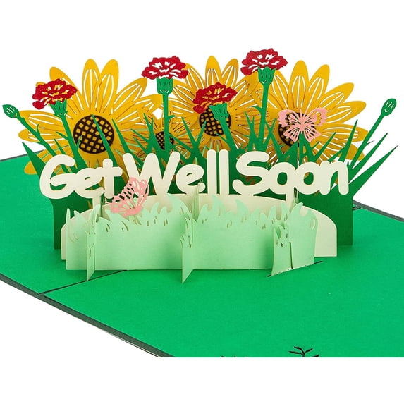 Yadiana Get Well Card,Get Well Soon Pop Up Card,3D Pop Up Flower Card ...