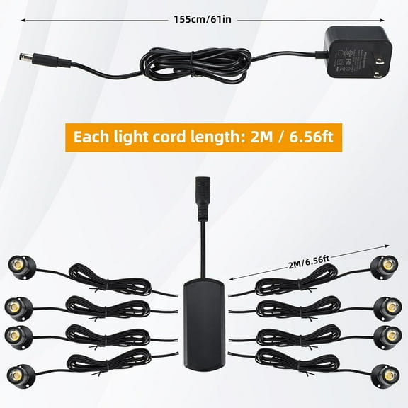 YaeCCC Dimmable LED Mini Spotlight Jewelry Showcase Display Lights Black Shell Surface Mount (Pack-8,Daylight 6400k)