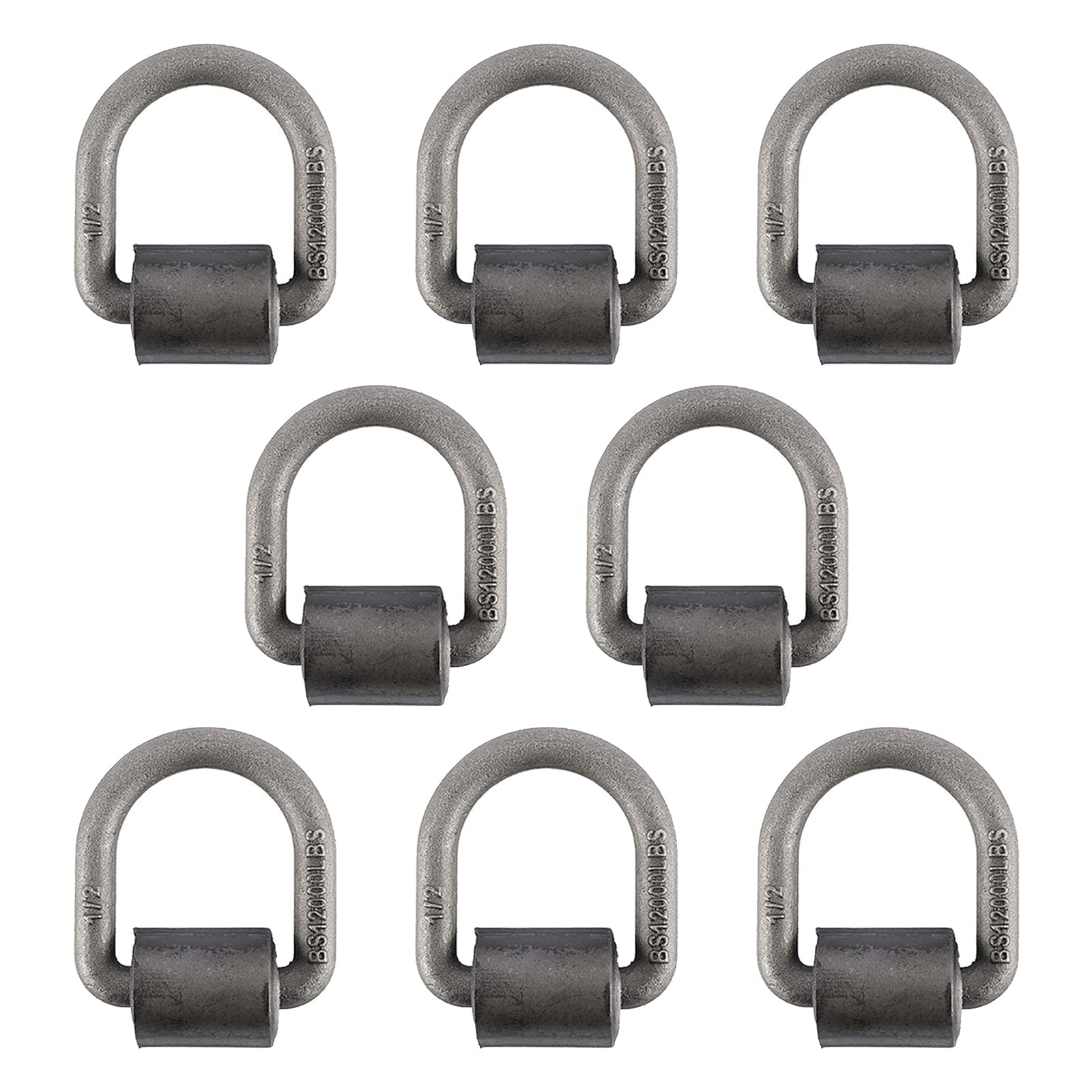Yaegoo 8 Pack 1/2 inch Heavy Duty Weld-On Forged D Ring, Steel D-Ring Tie-Down Anchors for Trucks Trailers, 4,000 lbs Working Load Limit, Size: 1/2