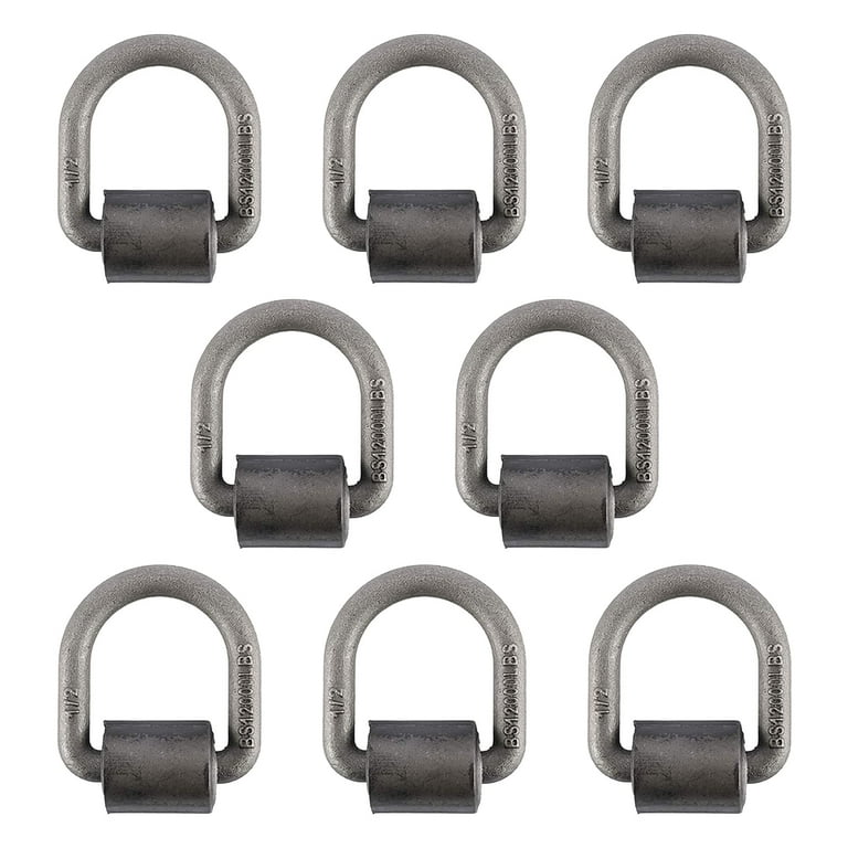 Yaegoo 8 Pack 1/2 inch Heavy Duty Weld-On Forged D Ring, Steel D-Ring Tie-Down Anchors for Trucks Trailers, 4,000 lbs Working Load Limit, Size: 1/2