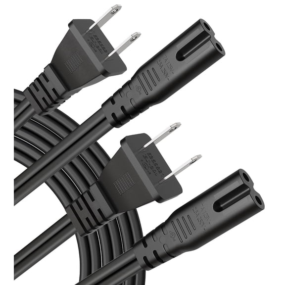 Yaekea 2 Pack 6Ft Universal AC 2 Prong Power Cord Compatible with TV Xbox PS4 PS5 PS3 TCL HP Printer Speaker Universal C7 Power Cord UL Listed Replacement Cable