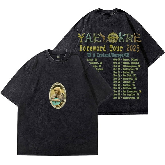 Yaelokre Foreword Tour Wash T-Shirts Streetwear Tops Unisex Cotton Short Sleeve Tee