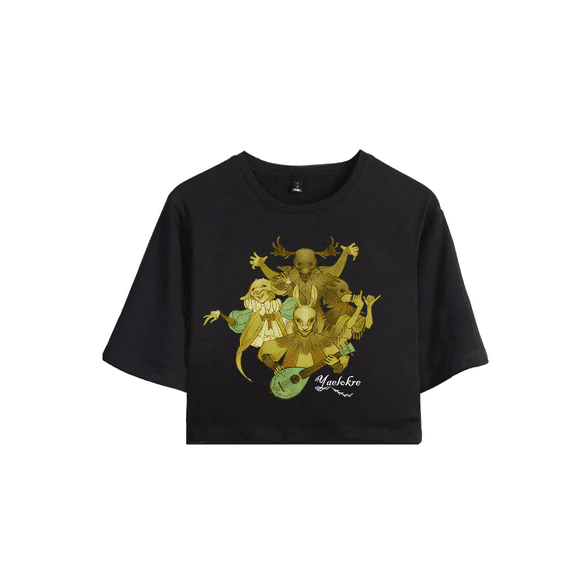 Yaelokre Logo Merch Crop Top T-shirt Suits Fashion Girls Women Short Sleeve Graphic Tees