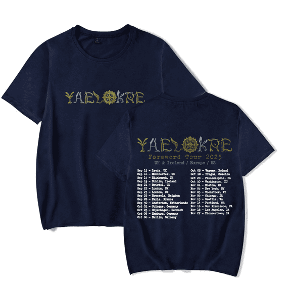 Yaelokre Merch Foreword Tour 2025 T-Shirt Short Sleeve Unisex Album Merch Clothing For Summer