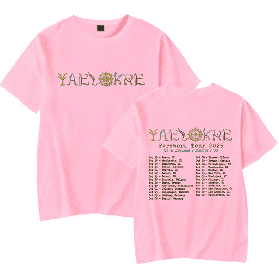 Yaelokre Merch Foreword Tour 2025 T-Shirt Short Sleeve Unisex Album Merch Clothing For Summer