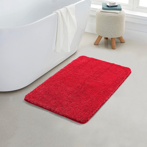 Yafa Home Fashion 1 Piece Solid Microfiber Soft Bathroom Rug , Non-Slip TPR Backing