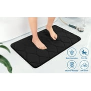Yafa Home Fashion 1pc:17" X 24" Bath Rug, Memory Foam; Water Absorbent & Non-Slip Bathmats(Black)