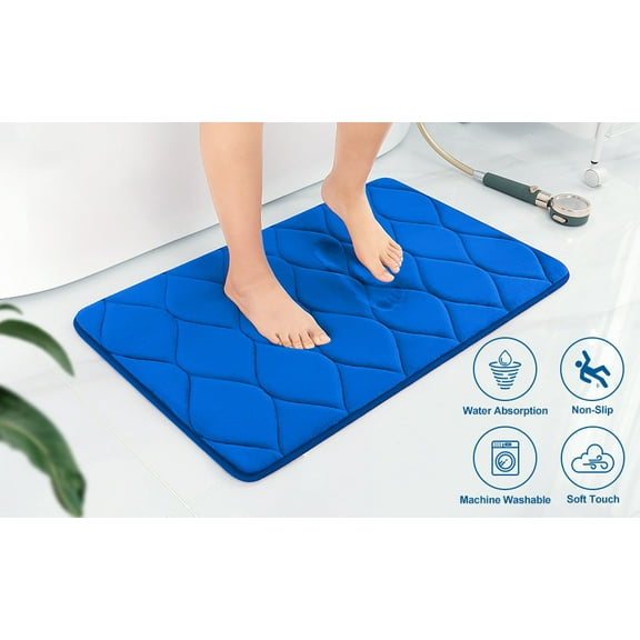 Yafa Home Fashion 1pc:17" X 24" Bath Rug, Memory Foam; Water Absorbent & Non-Slip Bathmats(Royal Blue)