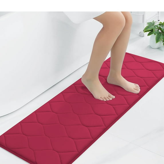 Yafa Home Fashion 1pc:17" X 60" Bath Rug Runner, Memory Foam; Water Absorbent & Non-Slip (Burgundy)