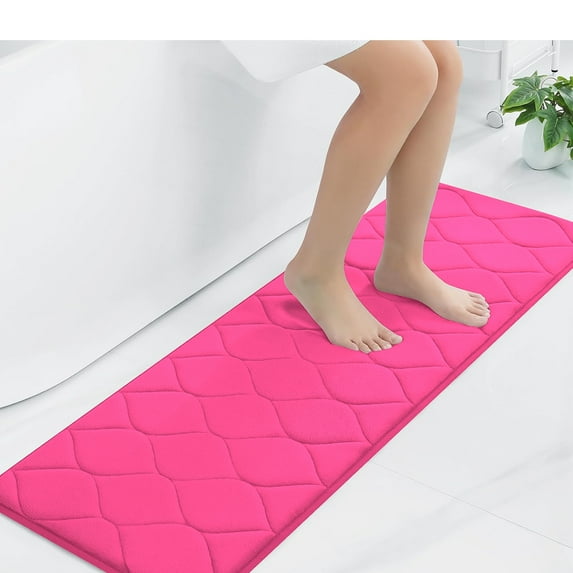 Yafa Home Fashion 1pc:17" X 60" Bath Rug Runner, Memory Foam; Water Absorbent & Non-Slip (Fuchsia)