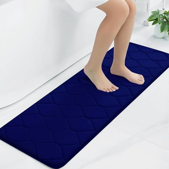 Yafa Home Fashion 1pc:17" X 60" Bath Rug Runner, Memory Foam; Water Absorbent & Non-Slip (Navy)