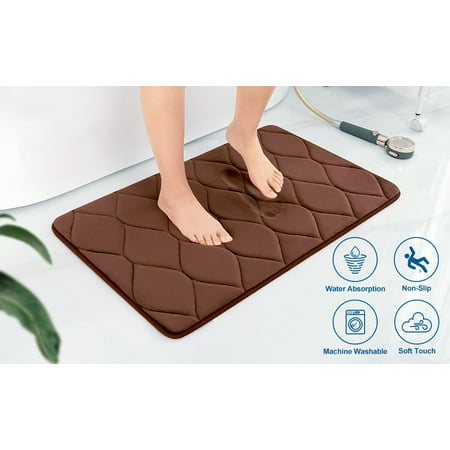 Yafa Home Fashion 1pc:20" X 32" Bath Rug, Memory Foam; Water Absorbent & Non-Slip Bathmats(Brown)