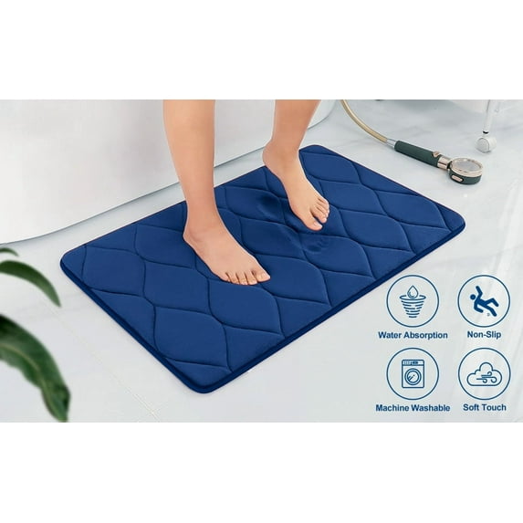 Yafa Home Fashion 1pc:20" X 32" Bath Rug, Memory Foam; Water Absorbent & Non-Slip Bathmats(Navy)
