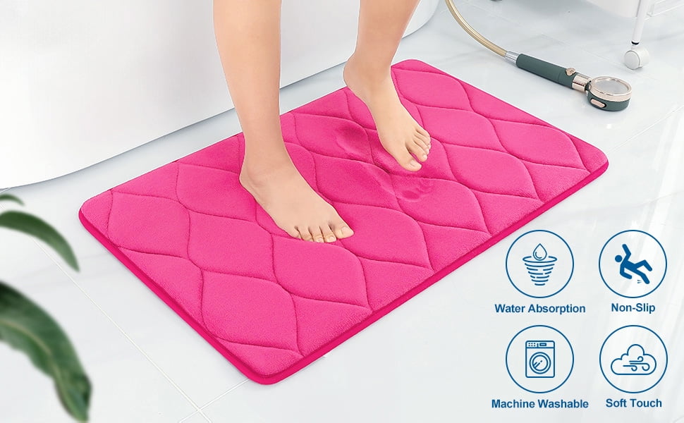 Yafa Home Fashion 1pc:24" X 35" Bath Rug, Memory Foam; Machine Washable, Water Absorbent & Non-Slip Bathmats(Fuchsia)