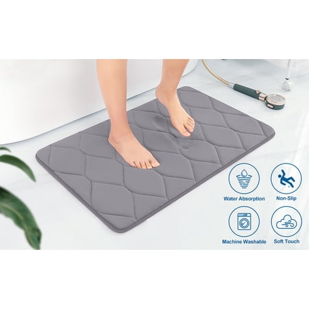 Yafa Home Fashion 1pc:24" X 47" Bath Rug, Memory Foam; Machine Washable, Water Absorbent & Non-Slip Bathmats(Grey)
