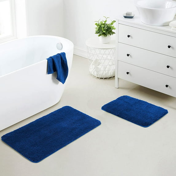 Yafa Home Fashion 2 Piece Solid Microfiber Soft Bathroom Rug Set, Non-Slip TPR Backing