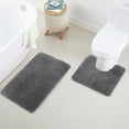 thumbnail image 1 of Yafa Home Fashion 2 Piece Solid Microfiber Soft Bathroom Rug Set, Non-Slip TPR Backing, 1 of 6