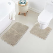 Yafa Home Fashion 2 Piece Solid Microfiber Soft Bathroom Rug Set, Non-Slip TPR Backing
