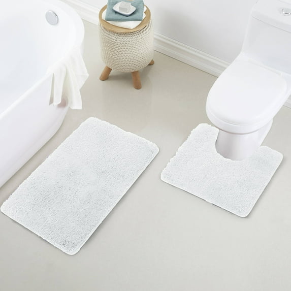 Yafa Home Fashion 2 Piece Solid Microfiber Soft Bathroom Rug Set, Non-Slip TPR Backing