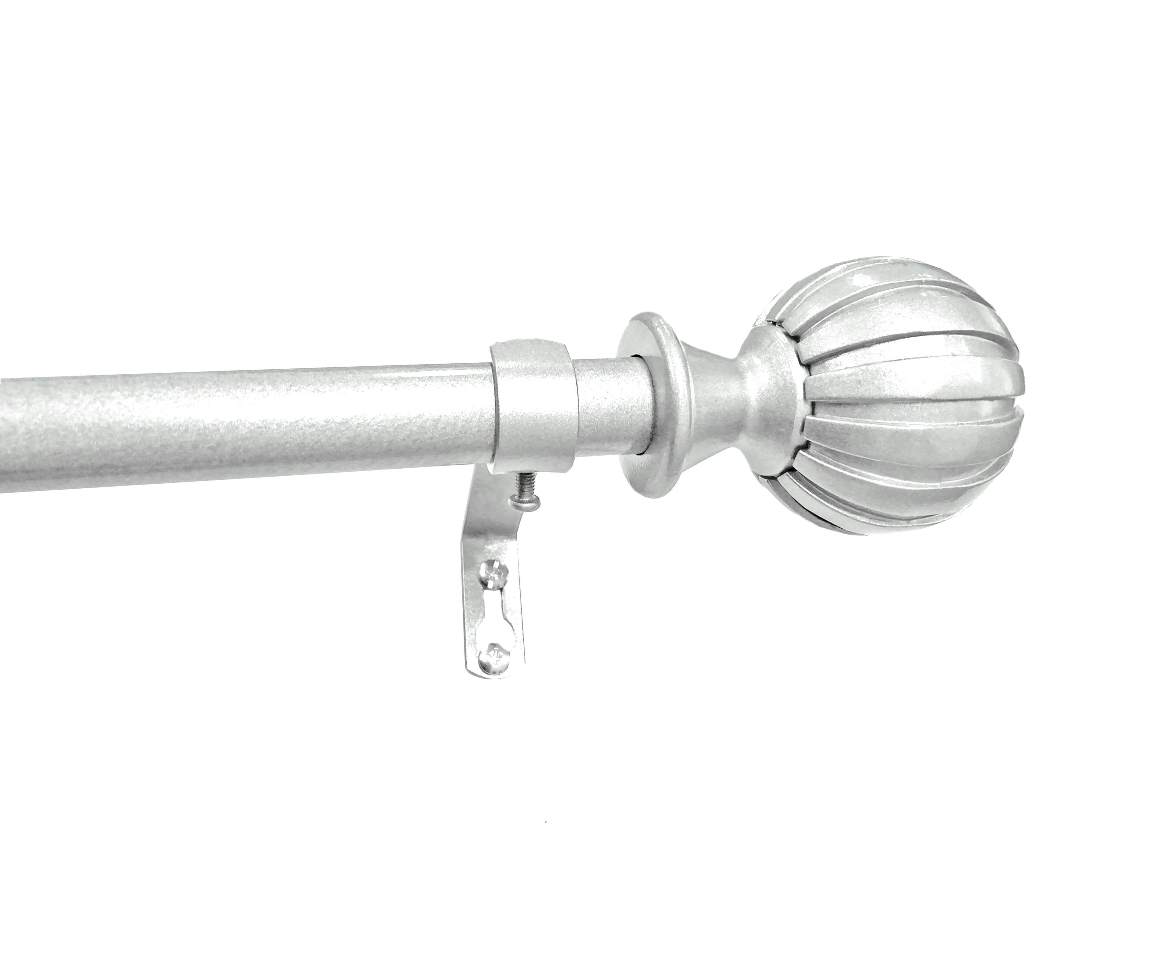 Lumino 1 Inch Pewter Ball, Single Curtain Rod Set, 42120" Width