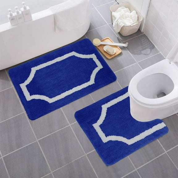 Yafa Home Fashion Machine Washable Polyester Bath Rug Set, 18" x 18" & 18" x 30", 2 Count