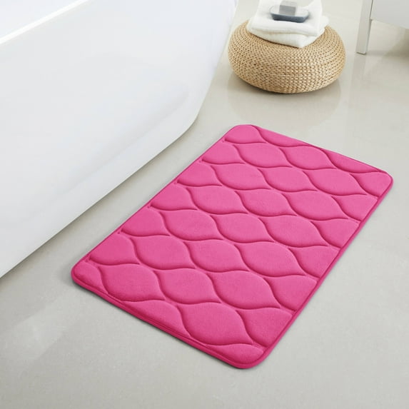 Yafa Home Fashion Oval Shaped Design Embossed Solid Color Memory Foam Soft Bathroom Rug Non-Slip PVC Backing