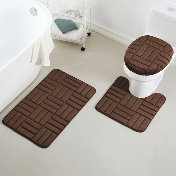 Yafa Home Fashion Rectangular Color Variant Memory Foam Bath Rug, Non-slip, 3 Piece