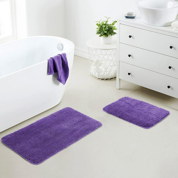 Yafa Home Fashion Soft Microfiber Bath Rug, 1.18" Pile Height, Non-Slip TPR Backing, 2 Count
