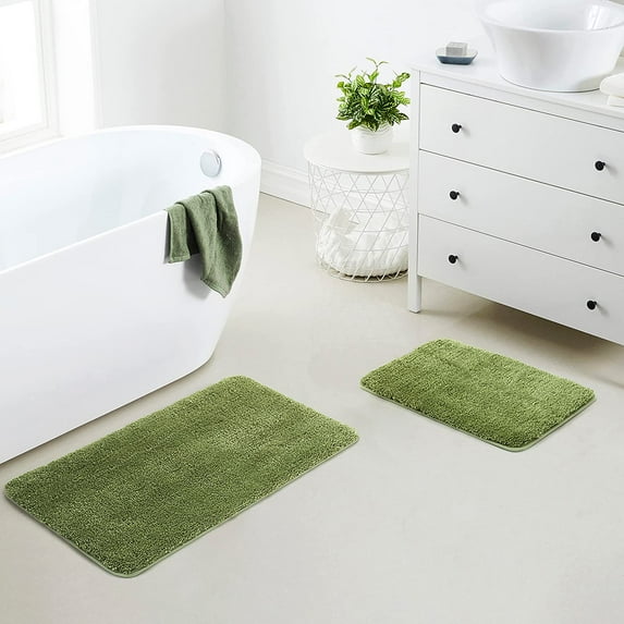 Yafa Home Fashion Soft Microfiber Bath Rug, 1.18" Pile Height, Non-Slip TPR Backing (2 Count)
