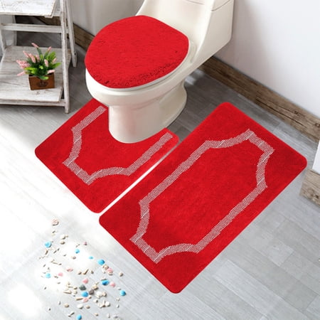 Yafa Home Fashion Soft and Plush Polyester Bath Rug Set, Machine Washable (3 Count)