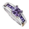 thumbnail image 1 of Yafe 18K Gold-Plated Princess Cut Created Amethyst Ring for Women Engagement Ring - Cubic Zirconia, 1 of 8