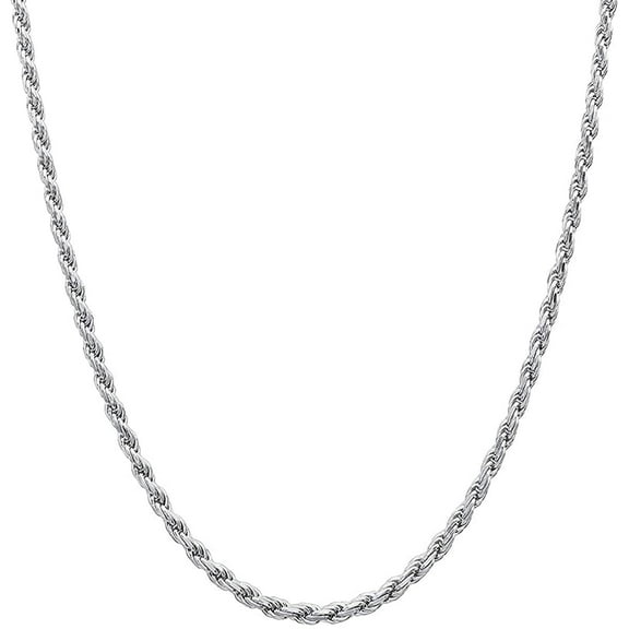 Yafe 925 Sterling Silver Italy 1.5mm Rope Chain for Men Women Diamond Cut Modern Design for Everyday