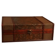YAGEERYA Yage Vintage Desktop Storage Boxes Wooden Books Storage Case Jewelry Container Large Sundries Document Box without Lock (Lotus)