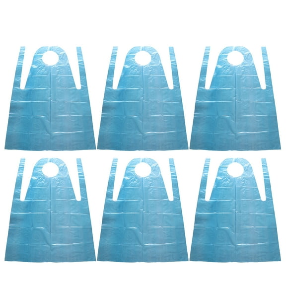 Yageerya 100pcs Disposable Aprons Plastic Apron Sleeveless Household Waterproof Oil Proof Apron Barbecue Kitchen Supplies (Blue)