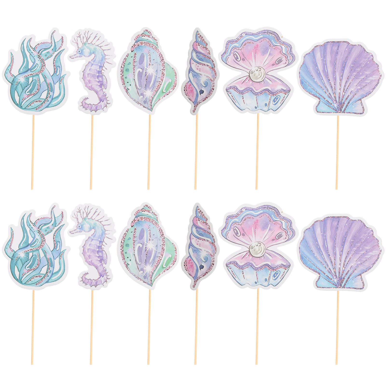 Yageerya 12Pcs Mermaid Cupcake Toppers Mermaid Theme Decoration Mermaid Birthday Cake Decor
