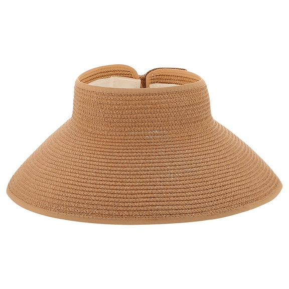 Yageerya 1pc Beach Sun Hat Sun Proof Folding Hollow Straw Wide Bride Visor Hat