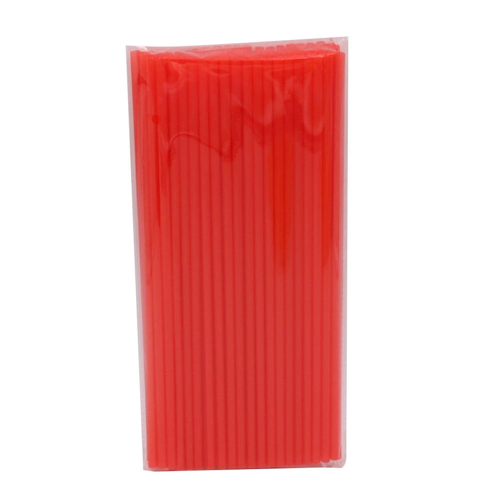 Yageerya 200 Pcs Plastic Straws Disposable Flat Mouth and Straight Drinking Straws Smoothie Drink Straws for Wedding Birthday Party Favors- 26x0.6 cm (Red)