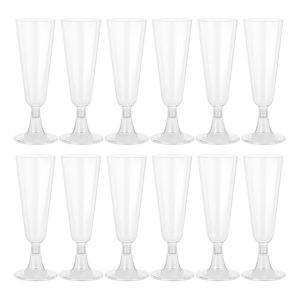 Yageerya 24Pcs Plastic Wine Glass Disposable Champagne Flutes Plastic Footed Glass Plastic Liquor Cup