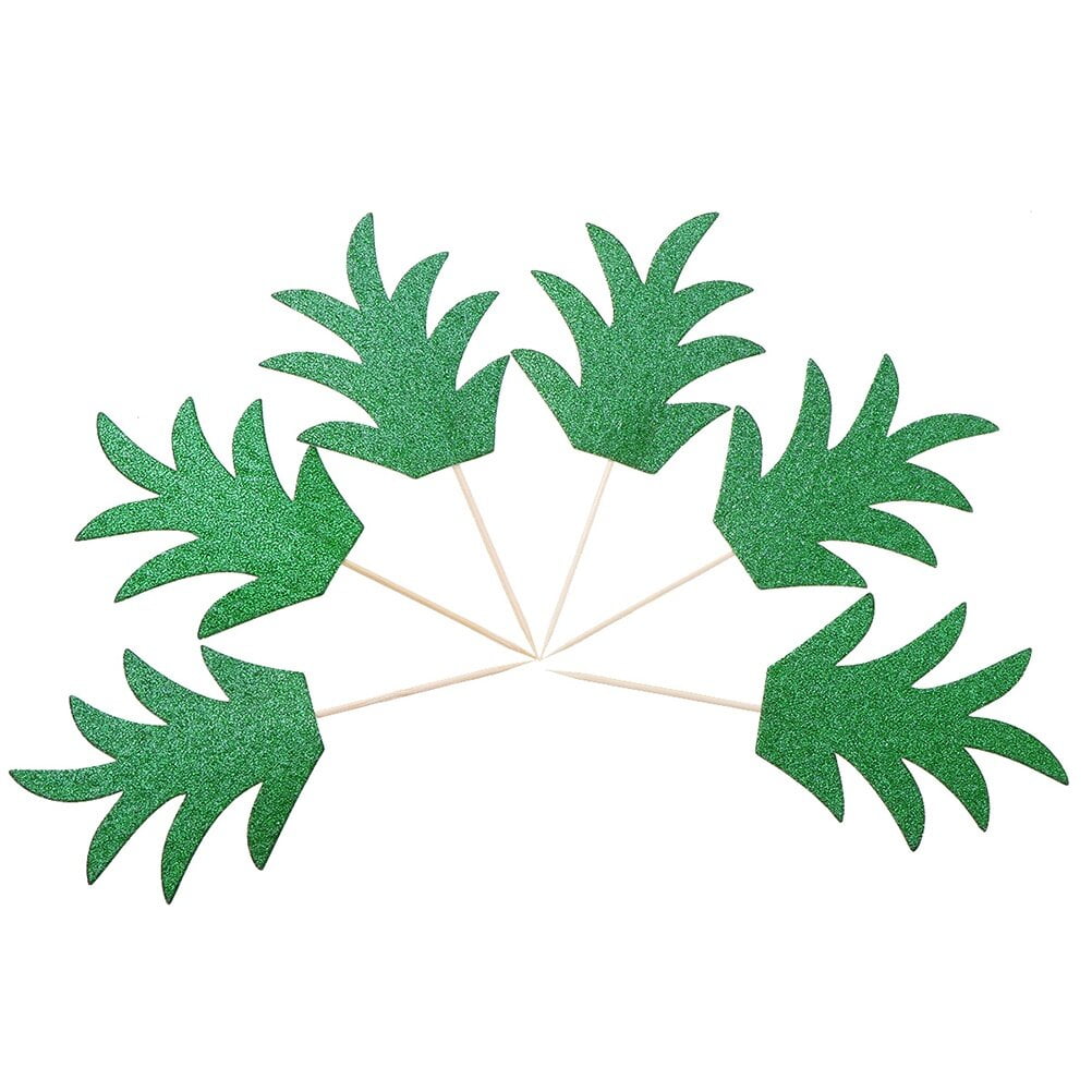 Yageerya 36 Pcs Cake Topper Pineapple Leaves Toothpick Flag for Cakes Cheesecakes Cookies Cocktail Decoration (Green)