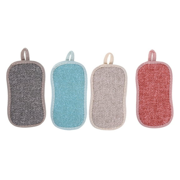 Yageerya 4pcs Double Side Dishwashing Sponge Kitchen Scouring Pad Sponge Scrubber Cleaning Pad (Random Color)