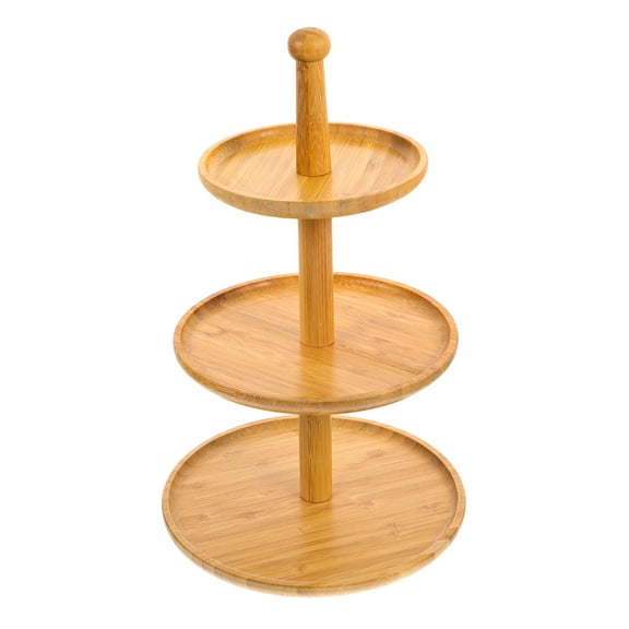 Yageerya Tiered Dessert Stand Wooden Cupcake Stand Three-layers Serving Tray Party Fruit Tray