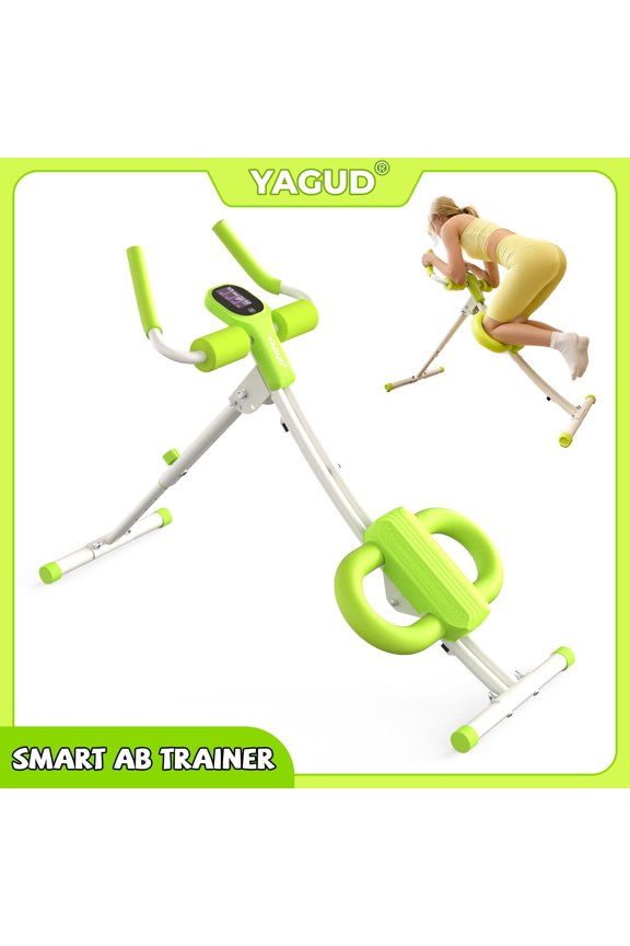 Adjustable Ab Trainer Home Workout Equipment, Foldable Ab Workout Machine with Digital Display, Heavy-Duty Core Exercise Equipment for Stomach Workout and Full Body Fitness