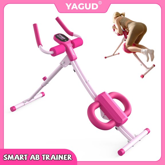 Yagud Adjustable Ab Trainer Home Workout Equipment, Foldable Ab Workout Machine with Digital Display, Heavy-Duty Core Exercise Equipment for Stomach Workout and Full Body Fitness