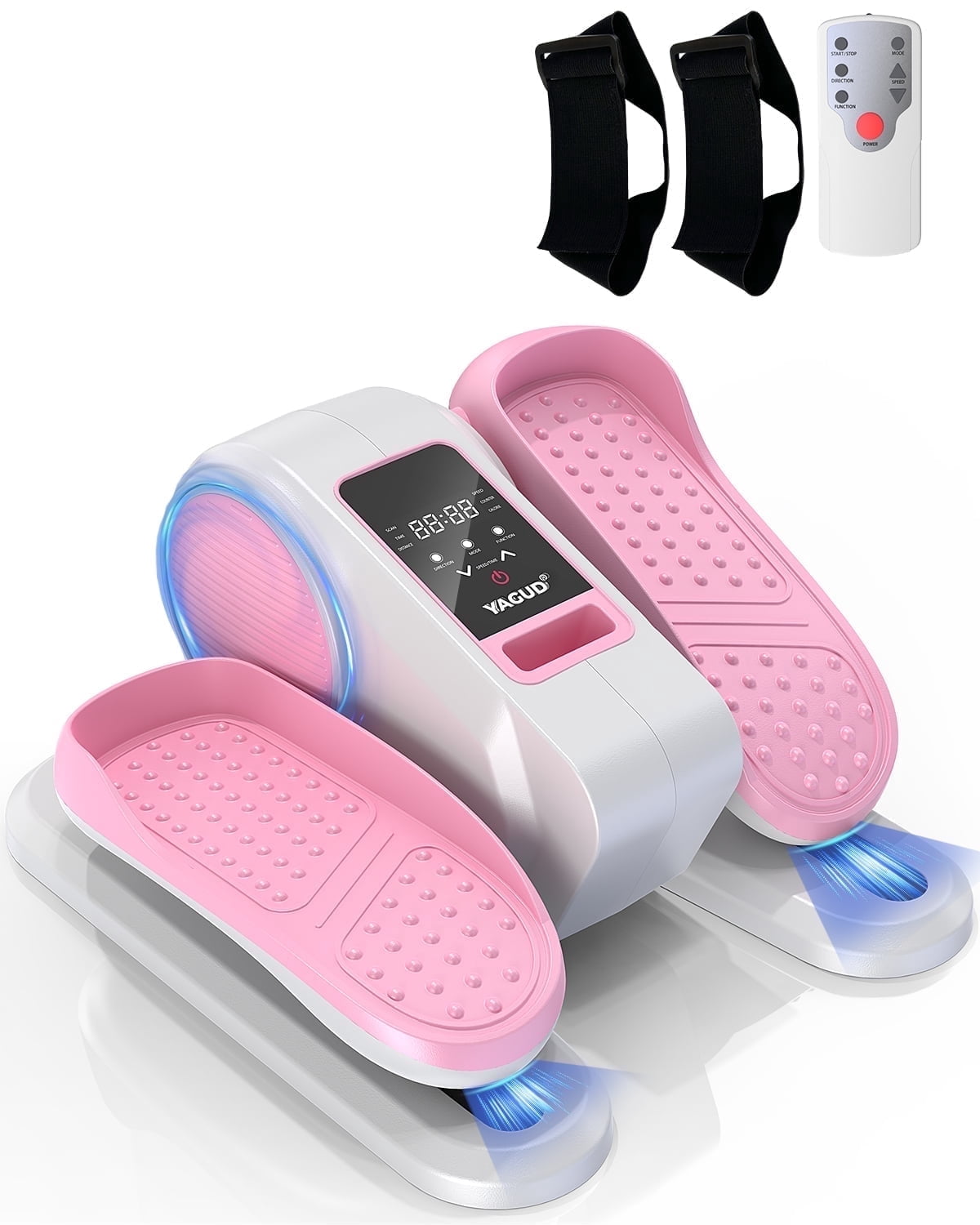 Yagud Under Desk Elliptical Machine, Electric Ellipse Leg Exerciser for Senior, 12 Adjustable Speeds Quiet and Portable Seated Pedal Exerciser for Training with Remote Control, Pink
