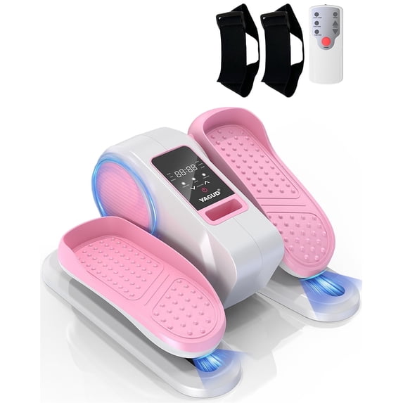 Yagud Under Desk Elliptical Machine, Electric Ellipse Leg Exerciser for Senior, 12 Adjustable Speeds Quiet and Portable Seated Pedal Exerciser for Training with Remote Control, Pink